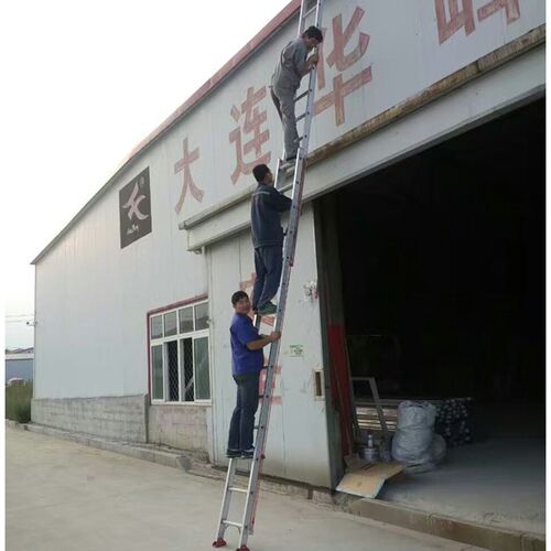 加厚铝合金单面升降云梯伸缩梯子5 6 7 8 10 12 m 米抽拉工程直梯 - 图1