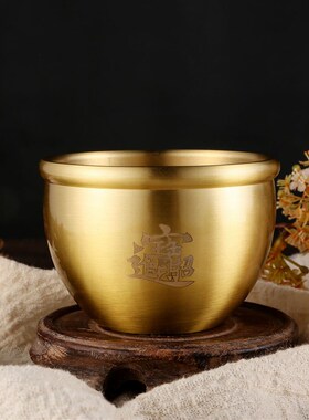 黄铜激光刻字百福福气满满书房客厅装饰摆件烟灰缸多用途铜缸