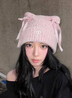 MLB帽子猫耳帽女款2026新款官方正品冬季保暖时尚户外保暖针织帽