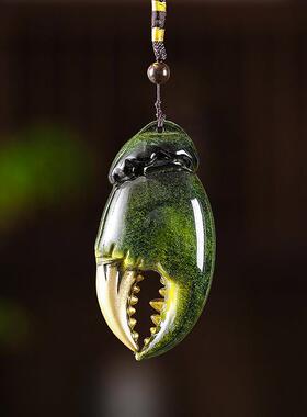 手中有钱手把件招财全黄铜手里有钳螃蟹钳摆件茶宠挂件解压送礼品