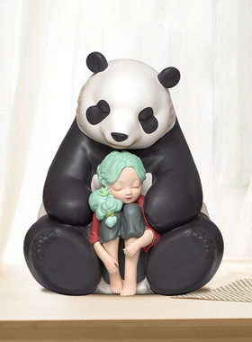 白夜童话熊猫听月北欧o风电视柜摆件开业礼物送女生少女心书房装