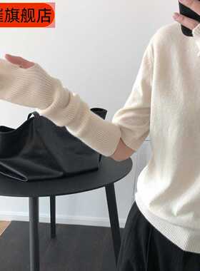 针织手套袖套女秋冬季酷保暖白色