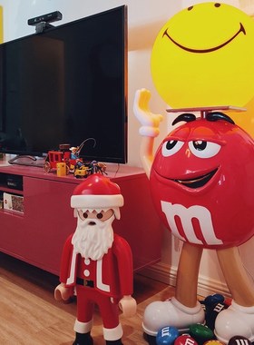 MM豆人雕塑模型家居店铺开业客厅电视柜落地装饰品卡通大型摆件