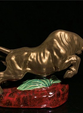 石湾公仔陶瓷牛年摆件创意家居客厅博古架电视柜装饰开业工艺礼品