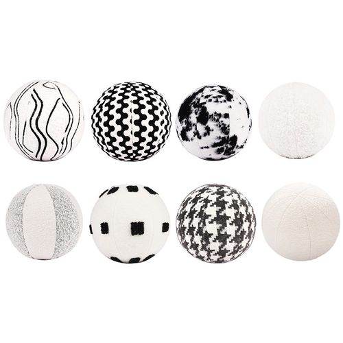 柏洛斯现代简约圆形装饰球棉麻样板间沙发配抱枕客厅高级感奶油风 - 图3