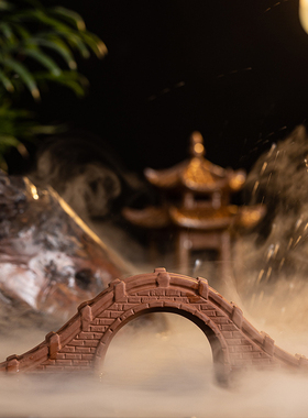 陶瓷拱桥小桥仿真古建筑桥创意摆件微景观水族箱假山鱼缸造景布景