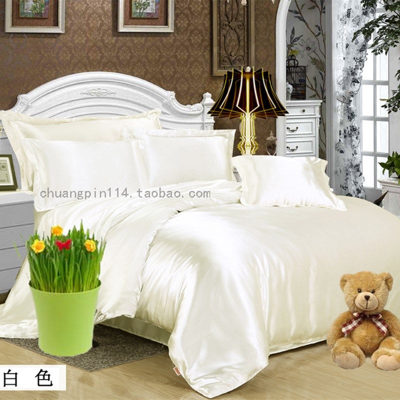 仿真丝丝滑柔软牀单牀盖靓丽闺房漂亮三件套仿蚕丝纯色牀单枕套,淘宝优惠券,粉丝福利购,淘宝优惠卷