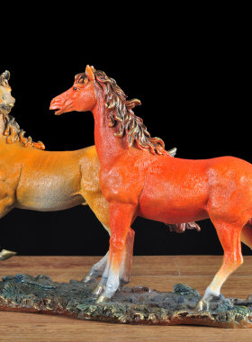 彩铜双马摆件家居客厅电视柜铜马饰品办公室马摆设乔迁新居礼品