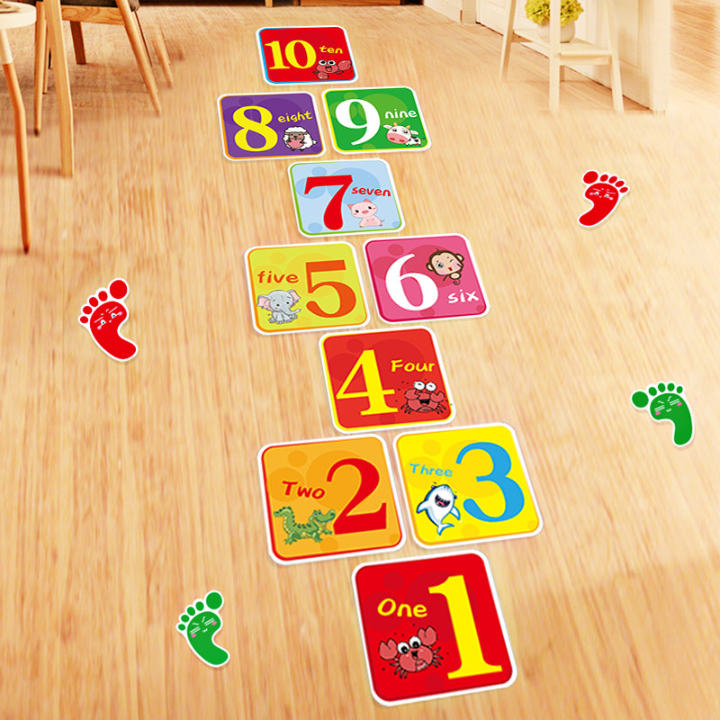 跳房子数字跳格子贴纸统感训练墙贴幼儿园装饰地板贴儿童游戏地贴,淘宝优惠券,粉丝福利购,淘宝优惠卷