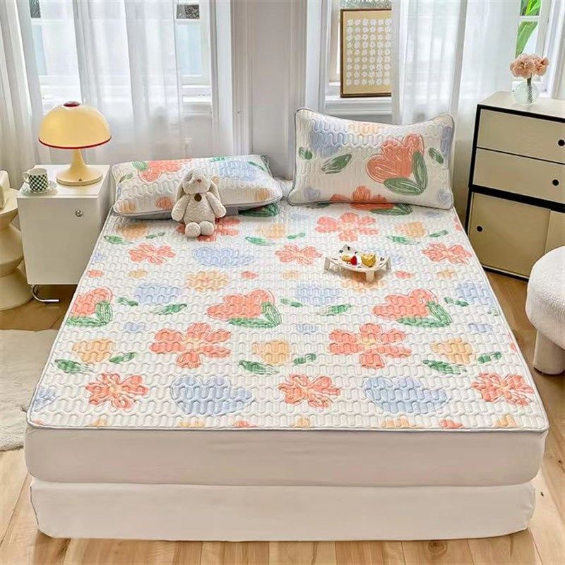 凉感乳胶凉席三件套皮筋款折叠家用学生宿舍可水洗夏季空调冰丝席,淘宝优惠券,粉丝福利购,淘宝优惠卷