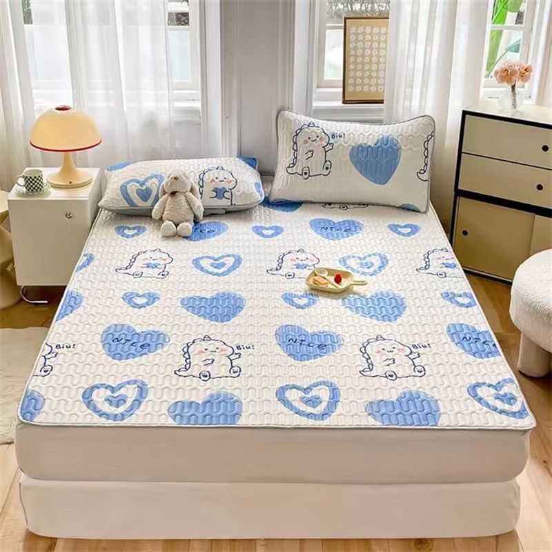 凉感乳胶凉席三件套皮筋款折叠家用学生宿舍可水洗夏季空调冰丝席,淘宝优惠券,粉丝福利购,淘宝优惠卷