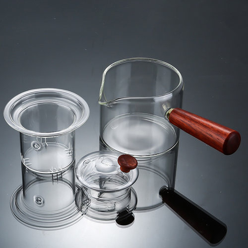 玻璃公道杯茶滤一体茶漏套装侧把分茶器茶具泡茶壶煮茶耐热茶海 - 图2