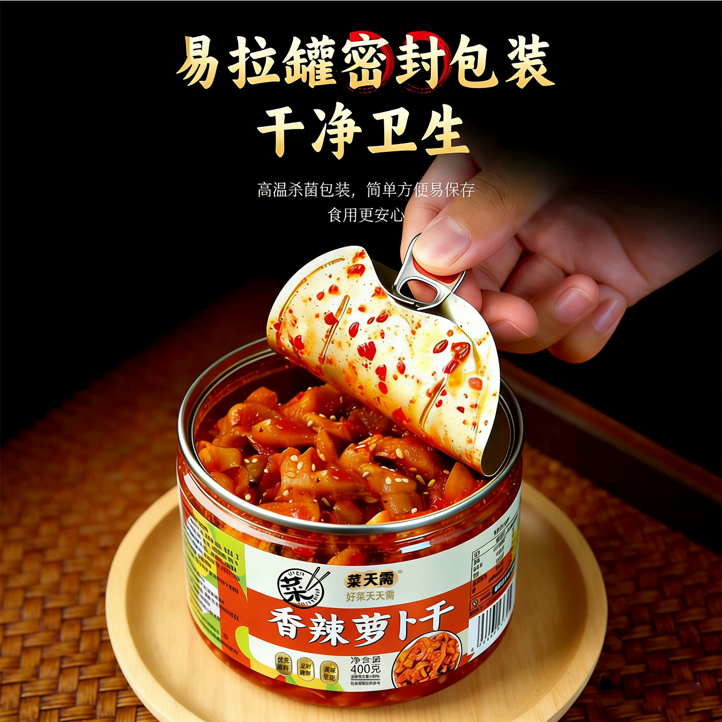 菜天需香辣萝卜干麻辣萝卜干下饭菜腌菜咸菜爽脆萝卜干400g 大瓶