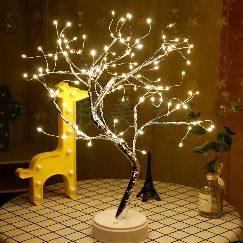 创意台灯usb电池两用梅花铜线星星点点珍珠圣诞树装饰节日台灯led,淘宝优惠券,粉丝福利购,淘宝优惠卷