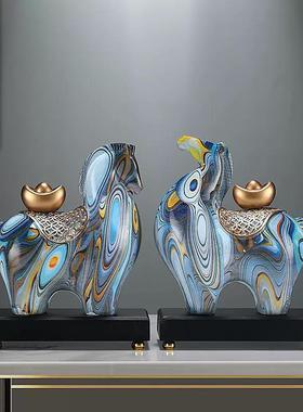 彩色马上有钱马摆件高档办公室装饰品玄关客厅电视柜乔迁开 业礼