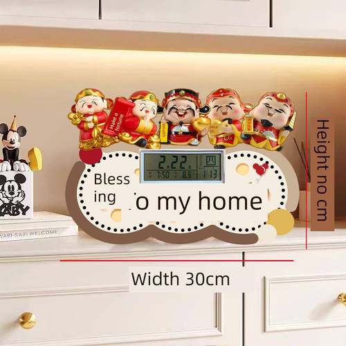 入口门五福我家柿子柿子如意钟式桌饰带闹钟日期功能酒柜客厅 - 图0