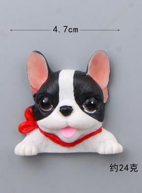 日系趴趴动 物头型斗牛犬熊猫创意立体磁扣冰箱贴吸磁贴吸铁石