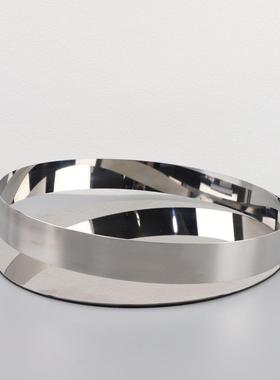 现代简约钛黑圆形开口托盘摆件样板房客厅茶几家居软装饰品摆件