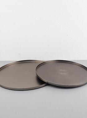 现代简约不锈钢收纳托盘摆件客厅茶几餐厅样板间家居桌面软装饰品