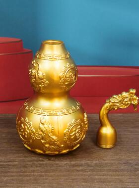 全黄铜龙头葫芦招财进宝开口空心纯铜大葫芦龙头貔貅葫芦客厅摆件