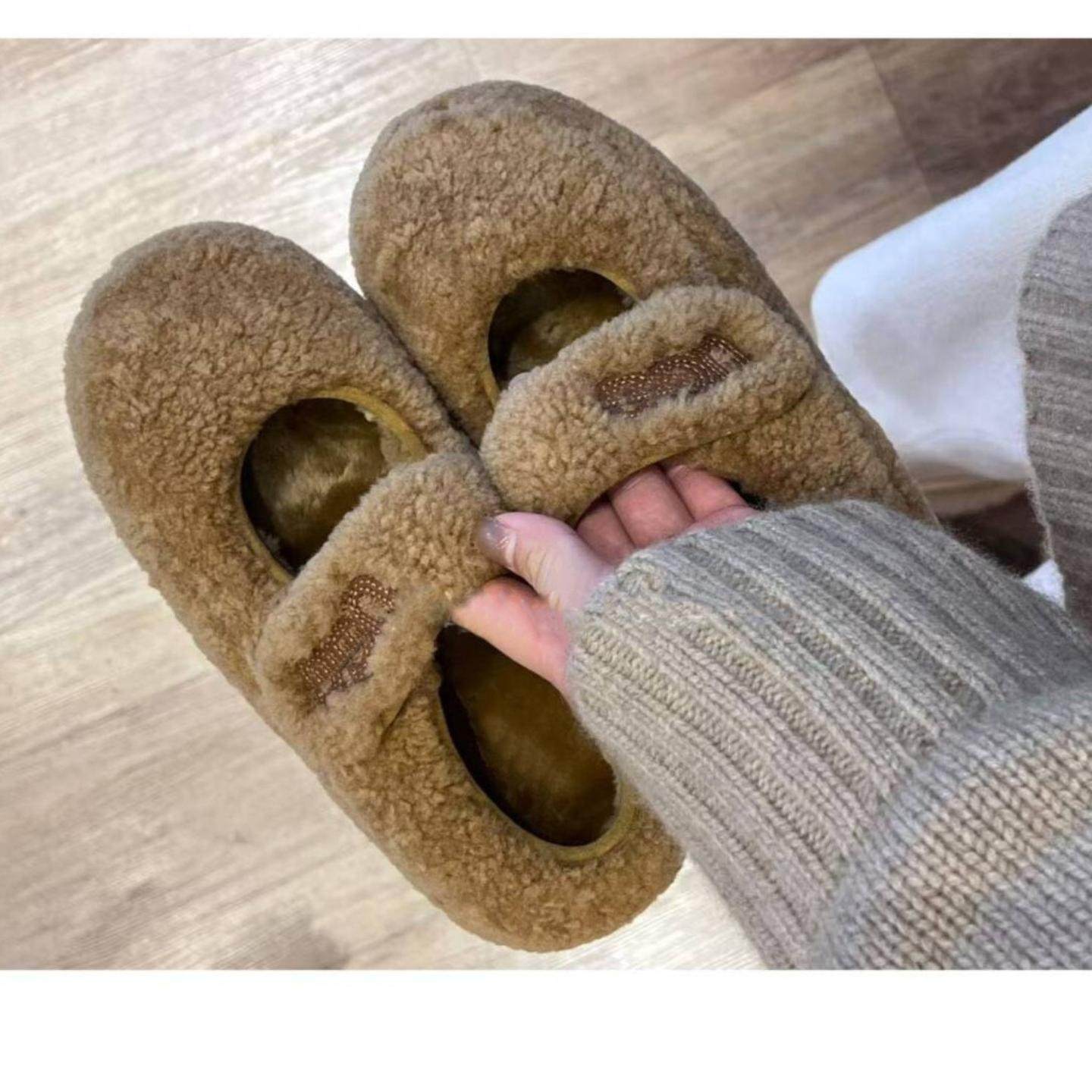 【现货】高级感羊羔毛毛豆豆鞋魔术贴厚底棉鞋女加绒保暖玛丽珍鞋,淘宝优惠券,粉丝福利购,淘宝优惠卷