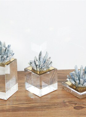 现装样板房卧室白色水件饰品摆晶电视柜玄关创意书房蓝色室内代饰