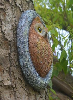 新款树脂摆件猫头鹰挂板户外田园挂件雕塑手工花园工艺品雅致