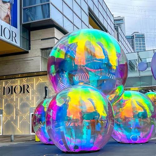 充气镜面球银色反光球商场美陈双层炫彩球模型酒吧婚庆装饰彩色球 - 图0