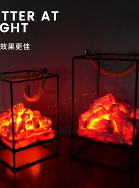 欧式火焰LED摆设仿真木炭道具家用壁炉炭火灯客厅氛围装饰灯具