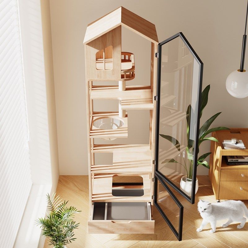 猫咪猫别墅家用室内猫屋不占地猫砂盆一体全景实木猫柜猫窝猫笼子,淘宝优惠券,粉丝福利购,淘宝优惠卷