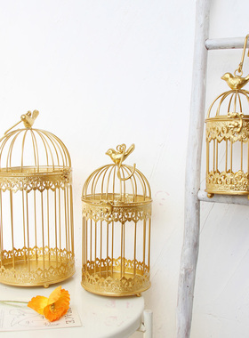 金色鸟笼装饰婚庆婚礼多肉花架挂饰绿植家居饰品阳台庭院摆件铁艺