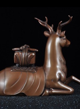 紫铜福鹿摆件梅花鹿招财铜鹿工艺品家居客厅玄关装饰品乔迁礼品