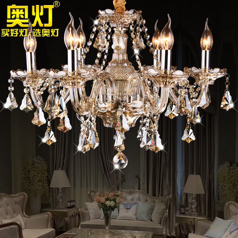 奥灯干邑色欧式蜡烛水晶吊灯客厅餐厅低户型楼层短灯体水晶灯1392,淘宝优惠券,粉丝福利购,淘宝优惠卷