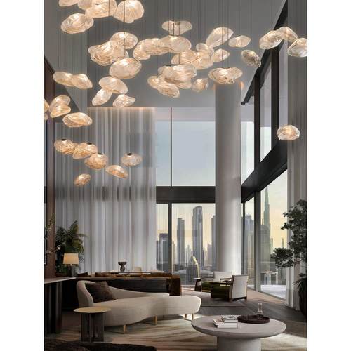 设计师云朵玻璃吊灯餐厅奶茶服装店复式楼客厅售楼部楼梯长线吊灯 - 图3