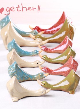 代发陶瓷套三吸水鸭子摆件三件套家居工艺品花园水池造景隔板鸭