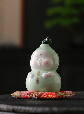 创意葫芦暴富可爱茶宠小摆件陶瓷工艺品香插家居办公室桌面送礼品