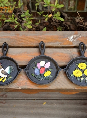 tyttw   彩色小铁锅壁挂装饰品 铸铁摆件复古做旧工艺品 家居软