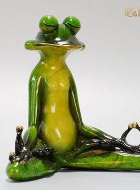 必禧利 全黄铜青蛙坐禅摆件家用室内办公室玄关书房大气装饰品