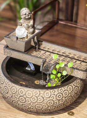 汉韵堂招财流水摆件前台办公室门厅生财桌面喷泉水景高档开业礼品