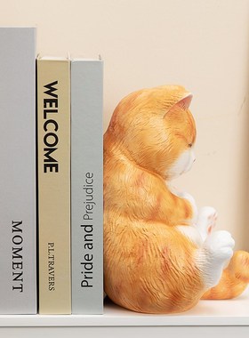 慧心巧聚橘猫阻门器创意防撞门挡可爱书立书靠客厅电视柜玄关摆件