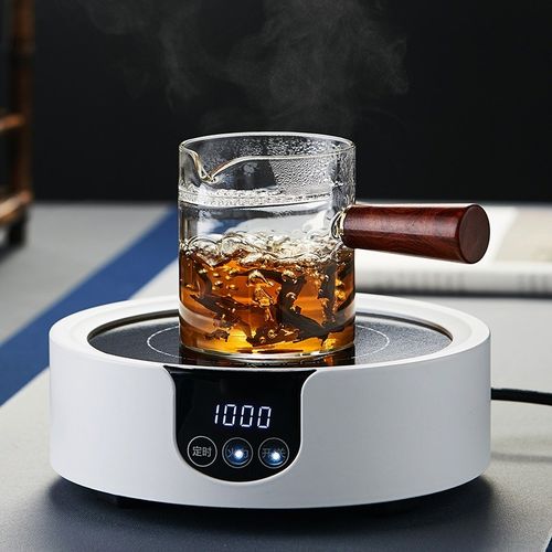 绿昌明玻璃公道杯侧把分茶器绿茶月牙过滤泡茶壶木把月牙一体茶杯 - 图2