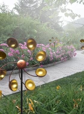 田园铁艺多色花园插件旋转风车园艺庭院别墅装饰户外风车插件