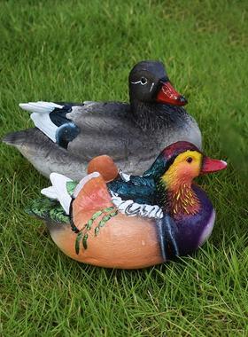 户外池塘景观雕塑花园庭院水池别墅喷泉仿真浮水鸳鸯鸭子装饰摆件