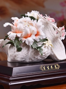 东方泥土 陶瓷花雕塑艺术品摆件店铺前台装饰工艺/生生不息D51-13