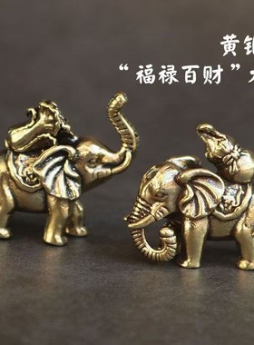 黄铜大象摆件一对小号家居客厅招旺财吉象金属吸水象工艺品铜大象