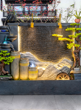 水幕墙假山流水喷泉别墅庭院水景屏风公司开业送礼装饰景观家居摆