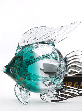 玻璃鱼家居摆件创意客厅装饰品酒柜电视柜摆设水晶工艺品送礼招财