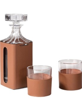 简约现代皮革水具醒酒器置酒壶摆件样板间酒店餐厅酒柜桌面装饰品