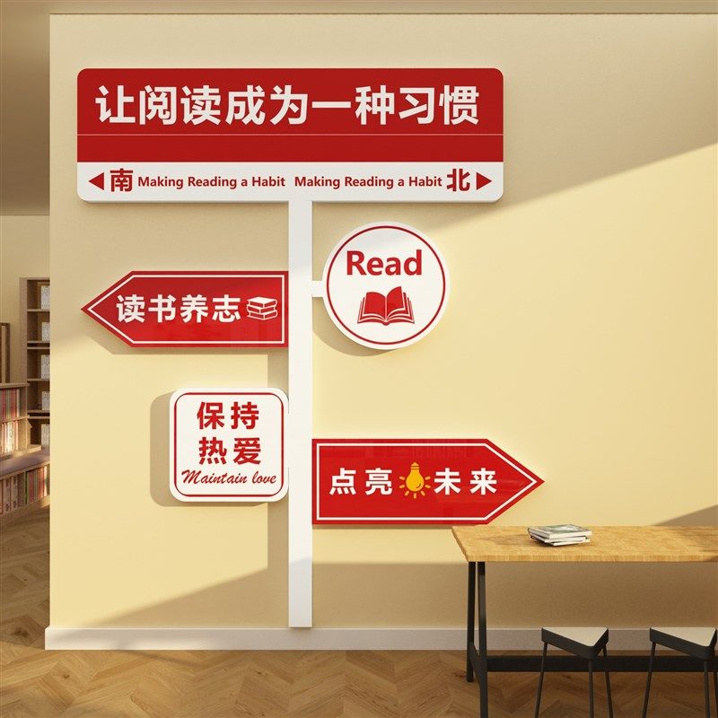 让阅读成为一种习惯文化墙贴图书馆布置装饰阅读区角览室绘本环创,淘宝优惠券,粉丝福利购,淘宝优惠卷