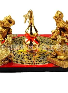 黄铜五宝阵摆件龙龟大象麒麟葫芦貔貅罗盘工艺礼品五行阵摆件